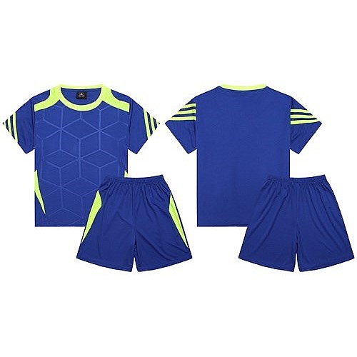 Екип за футбол/ волейбол/ хандбал, фланелка с шорти - син с неоновозелен