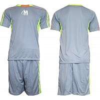 Екип за футбол/ волейбол/ хандбал фланелка с шорти сиво, ел. зелено и оранжево