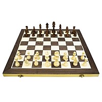 Шах, дама и табла 3 в 1 Maxima, Фурнир с интарзия, 49.5х49 см, Фигури 5-9 см