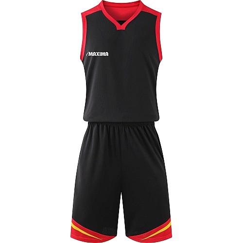 Екип за баскетбол MAXIMA, Черен с червен и жълт