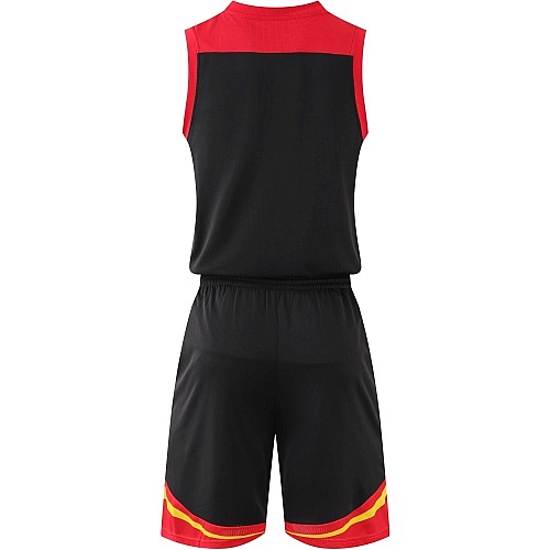 Екип за баскетбол MAXIMA, Черен с червен и жълт
