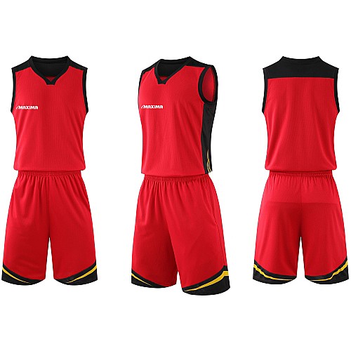Екип за баскетбол MAXIMA, Червен с черен и жълт