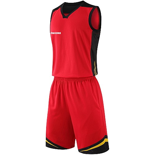 Екип за баскетбол MAXIMA, Червен с черен и жълт