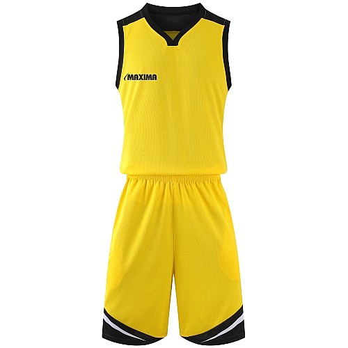 Екип за баскетбол MAXIMA, Жълт с черен и бял