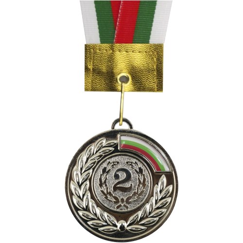 Медал MAXIMA, 6.5 см, С трикольорна лента, Сребърен