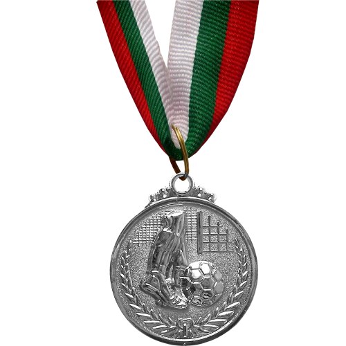 Медал за футбол MAXIMA, 5 см, С трикольорна лента, Сребърен